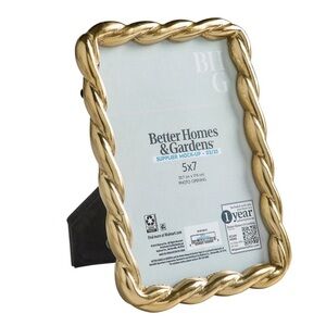 Better Homes & Gardens 5x7 Picture Frame - Gold Rope Metal Tabletop Photo Frame